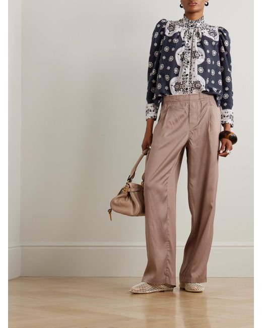 Alix Of Bohemia Gray Artemis Bronco Ruffled Bandana-Print Cotton And Silk-Blend Shirt