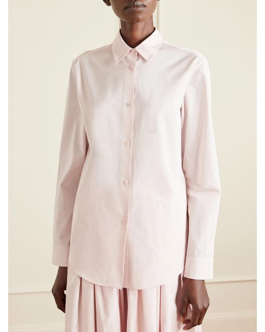 Gabriela Hearst Pink Reyes Cotton-Poplin Shirt