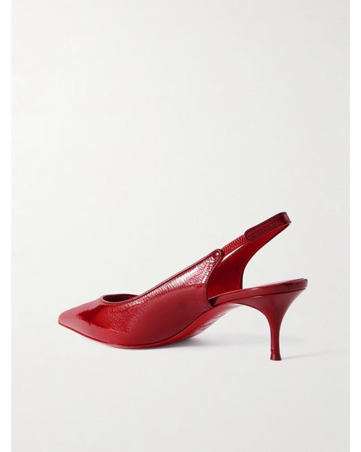 Christian Louboutin Red Sporty Kate 55 Slingback-Pumps Aus Lackleder