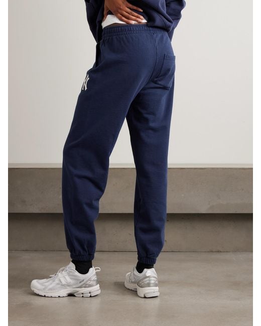 Sporty & Rich Blue '47 And New York Yankees Appliquéd Embroidered Cotton-Jersey Track Pants