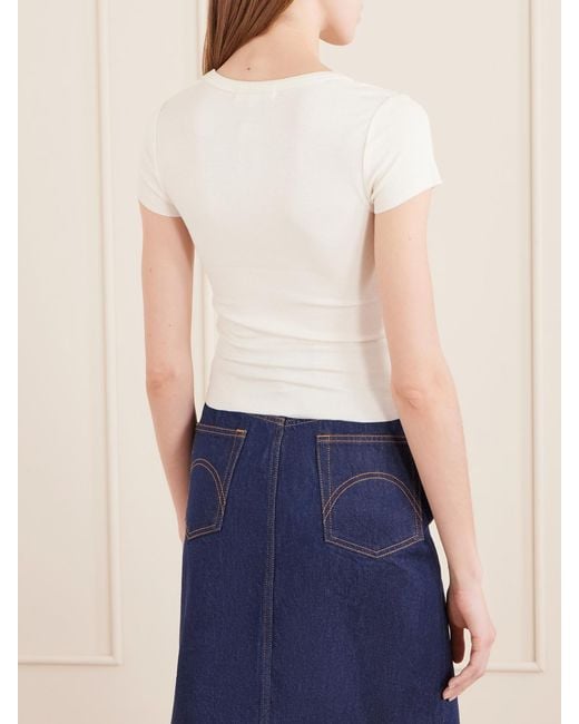 ÉTERNE White Ribbed Jersey T-Shirt