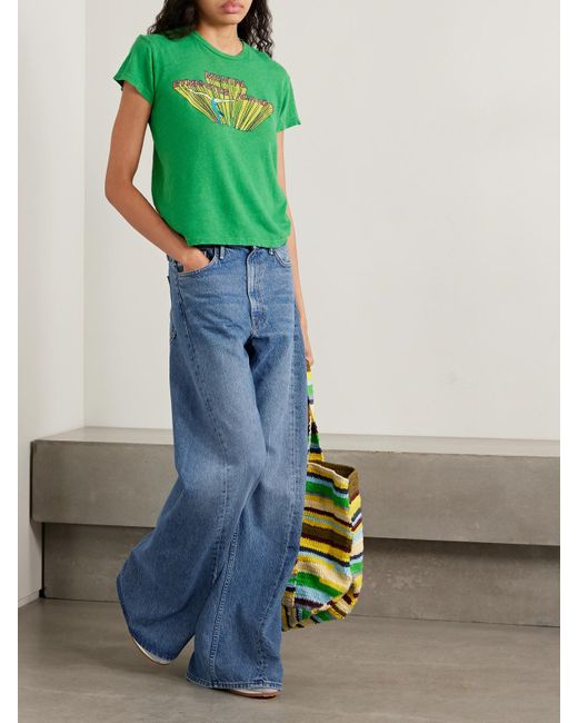 Mother Blue Snacks! The Lemon Twist Mid-Rise Wide-Leg Jeans