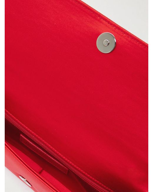 Manolo Blahnik Red Gothisi Crystal-Embellished Satin Clutch