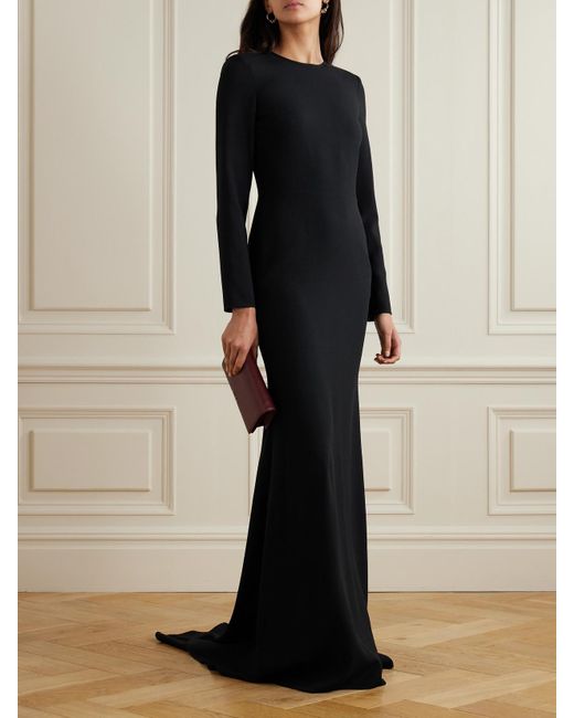 Gucci Black Crystal-Embellished Open-Back Crepe Gown