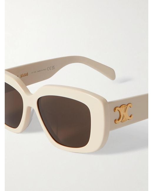 Céline Natural Triomphe Rectangular-Frame Acetate Sunglasses