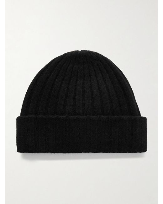 Totême Black Ribbed Cashmere Beanie