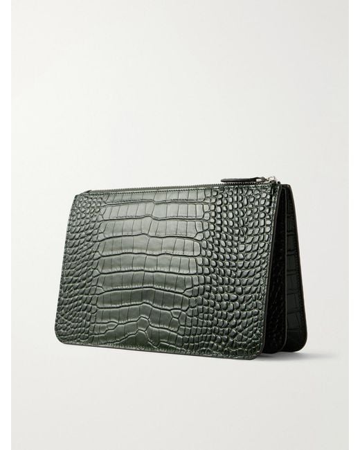 Totême Black Threefold Croco-Embossed Leather Clutch