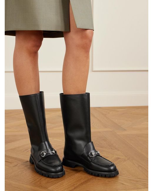 Gucci Black Horsebit-Embellished Leather Boots