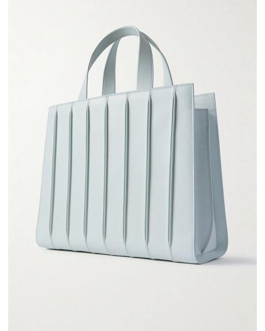 Max Mara Blue Whitney Bag 7 Große Tote Aus Leder Mit Falten