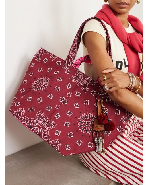 Call it By Your Name Bandana-Print Cotton-Canvas Tote in Pink | Lyst