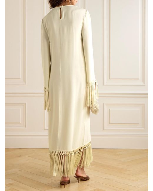Taller Marmo Natural Claudia Venti Fringed Cady Midi Dress