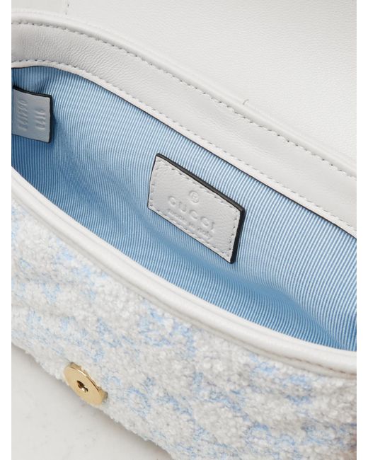 Gucci White Gg Marmont 2.0 Mini Schultertasche Aus Gestepptem Bouclé Mit Lederbesätzen