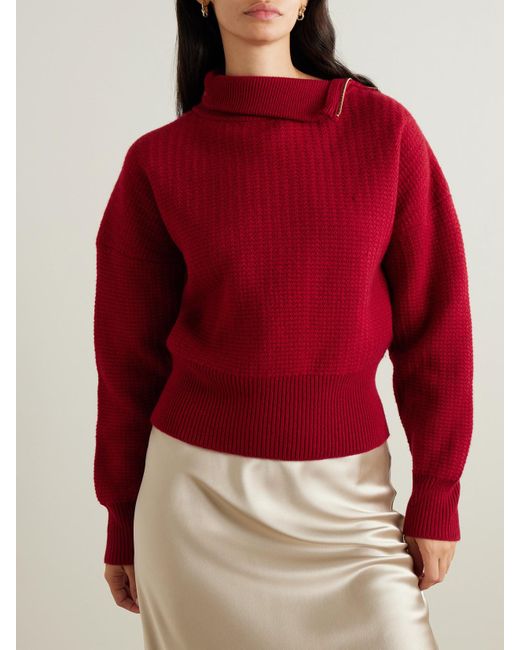 Max Mara Red Bessica Pullover Aus Einer Woll-Kaschmirmischung Mit Stehkragen