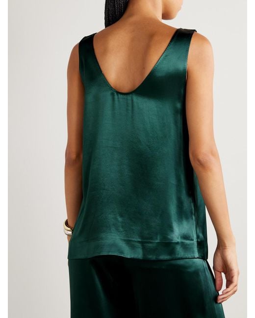 Another Tomorrow Green Satin Tank