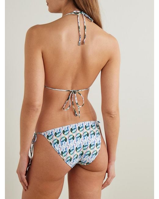 Tory Burch Blue Printed Triangle Bikini Top