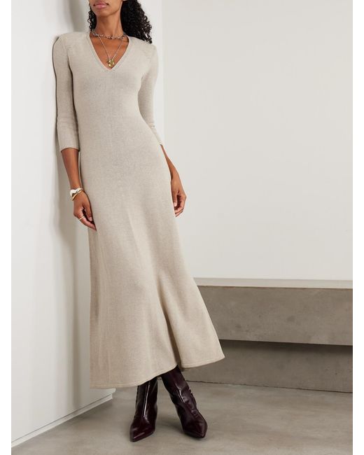 Isabel Marant Natural Salina Pointelle-Knit Wool-Blend Maxi Dress