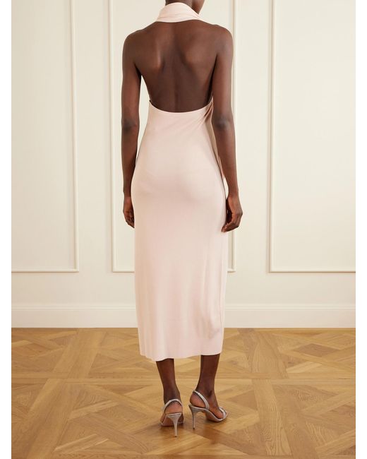 Altuzarra Natural Mitchell Tie-Detailed Jersey Midi Dress