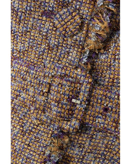 Huishan Zhang Natural Leila Belted Fringed Metallic Tweed Jacket