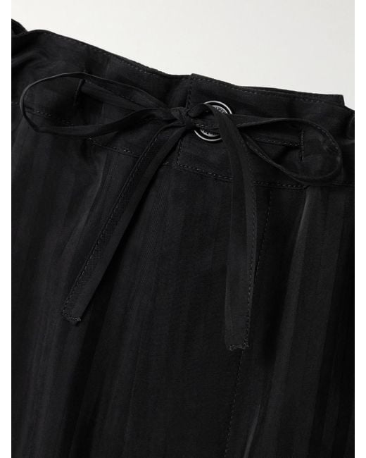 Balenciaga Black Hose Mit Weitem Bein Aus Glänzendem Jacquard Mit Streifen