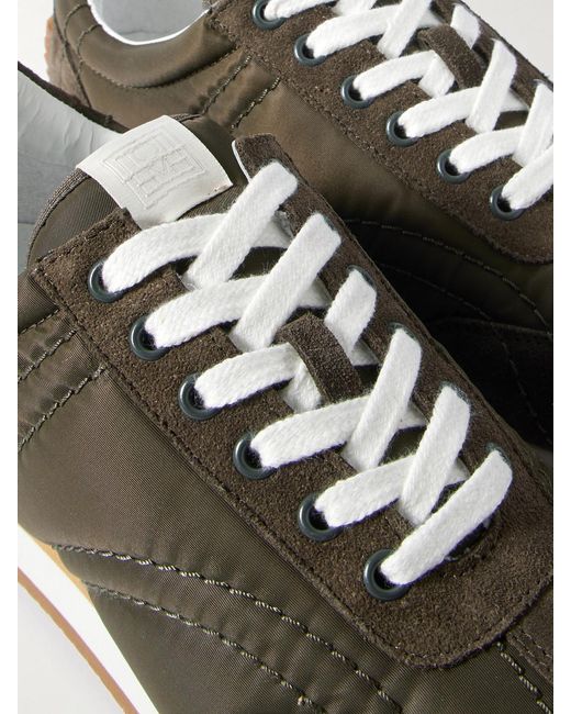 Totême  Green The Sport Suede And Twill Sneakers