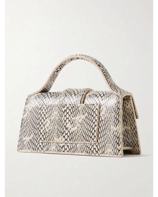 Jacquemus Natural The Bambino Schultertasche Aus Leder Mit Schlangeneffekt
