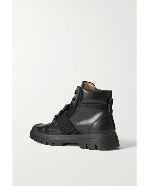 Roger Vivier Black Walky Viv' Crystal-Embellished Leather Ankle Boots