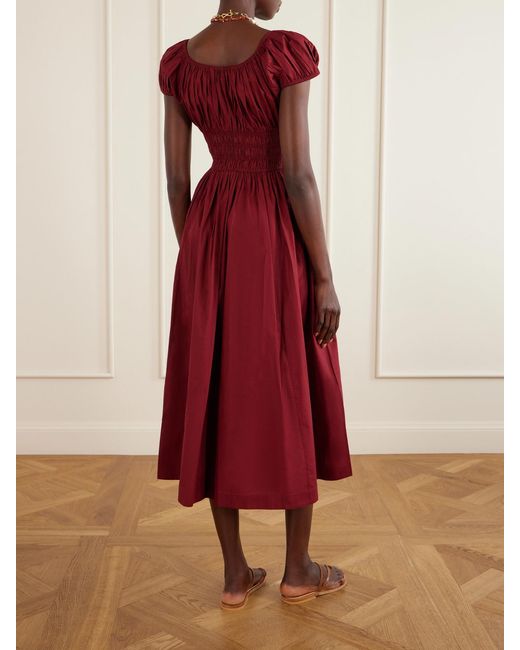 Doen Quinley Shirred Organic Cotton-Voile Midi Dress