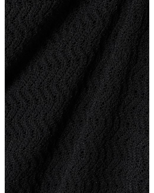 Victoria Beckham Black Pointelle-Knit Polo Shirt