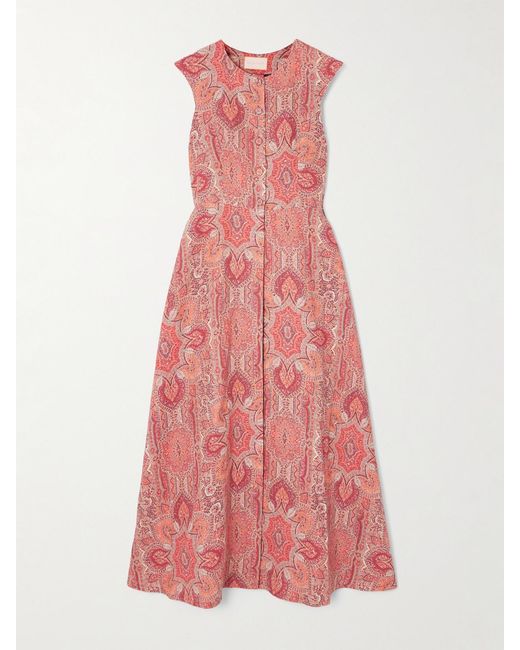 Marta Ferri Pink Pleated Printed Linen Vest