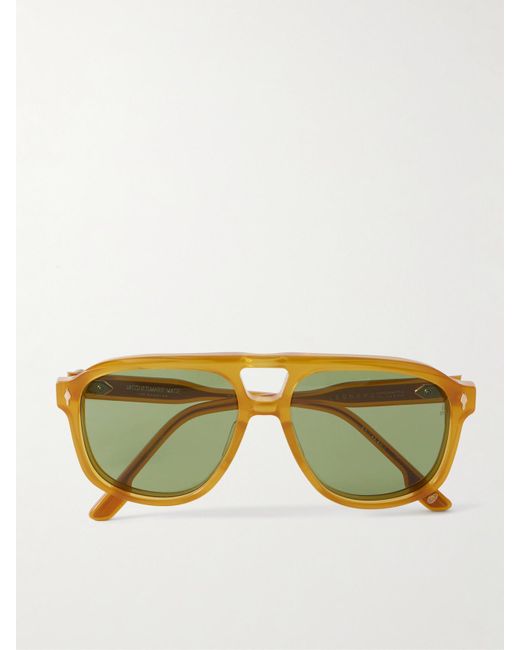 Jacques Marie Mage Yellow Leonard Aviator-Style Acetate Sunglasses