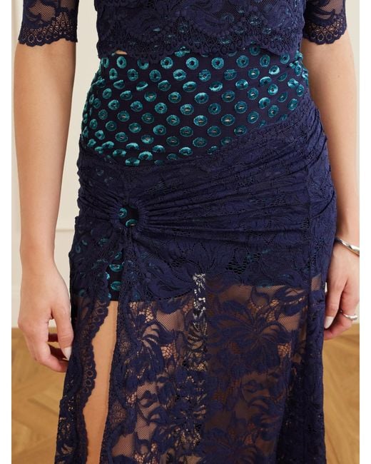 Rabanne Blue Lace Maxi Skirt