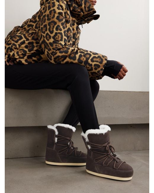Moon Boot Black Evx Shearling-Lined Suede Snow Boots