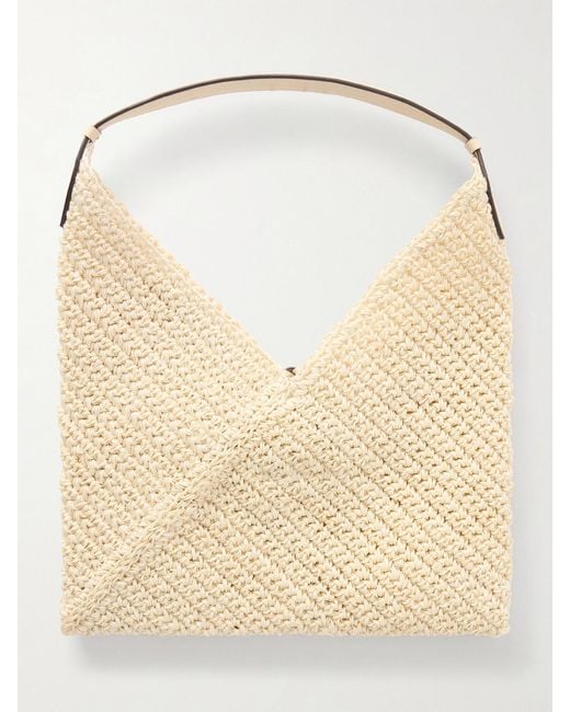 Hunting Season Natural Origami Small Leather-Trimmed Raffia Tote