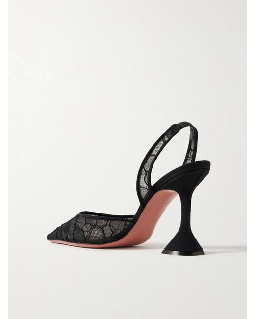 AMINA MUADDI White Holli Corded Lace Slingback Pumps