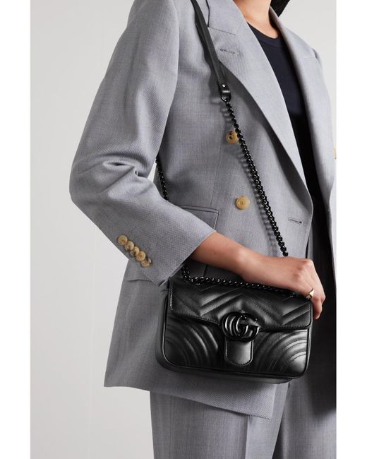 Gucci Black Gg Marmont 2.0 Quilted Leather Shoulder Bag