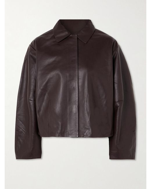 St. Agni Brown Cocoon Paneled Leather Jacket