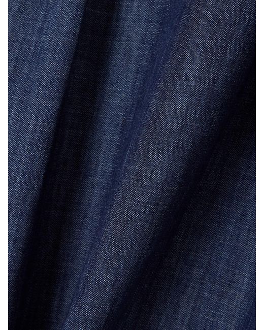 Another Tomorrow Blue Oversized-Hemd Aus Biobaumwoll-Chambray