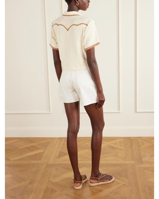 Johanna Ortiz Natural Terry Cropped Cotton-Blend Terry Top