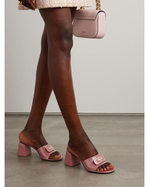Versace Pink Barret Mules Aus Lackleder Mit Verzierungen