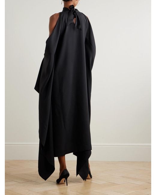 Taller Marmo Black Aga Tie-Detailed Draped Crepe Gown