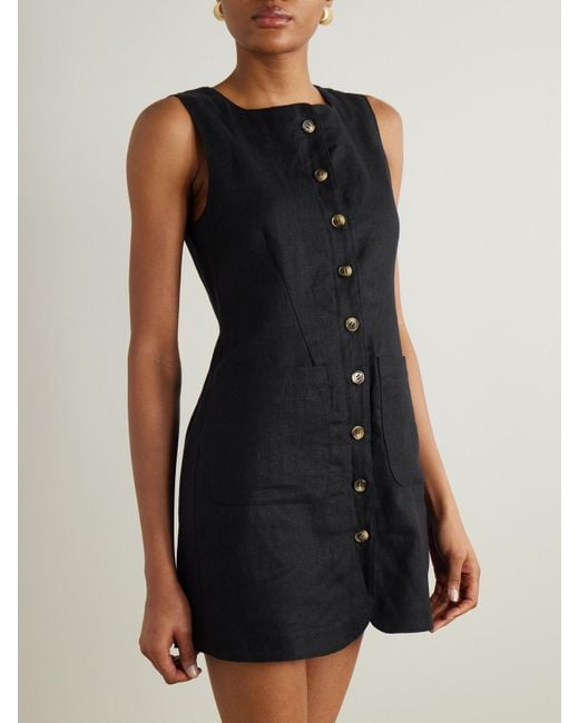 Posse Black Emma Minikleid Aus Leinen