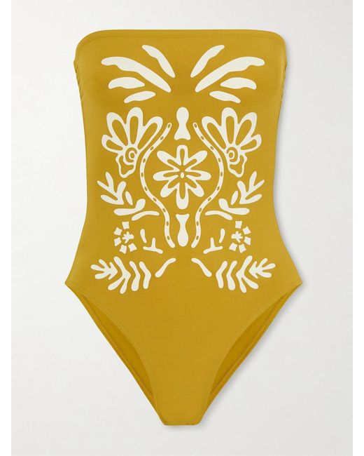 Eres Yellow Maharani Strapless Printed Swimsuit