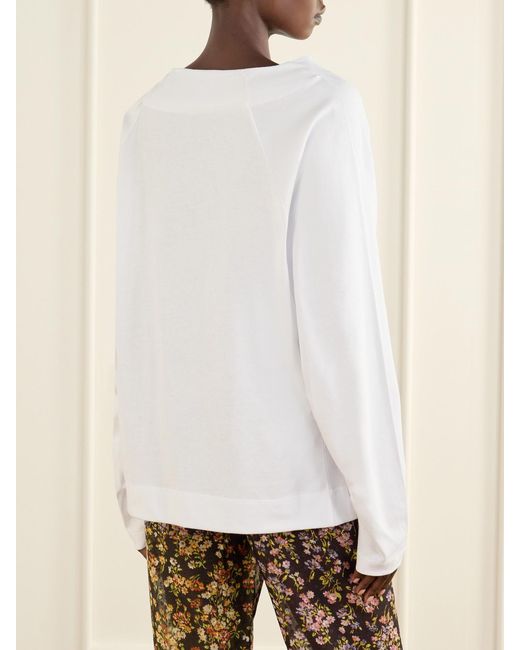 Dries Van Noten White Gathered Cotton-Jersey T-Shirt