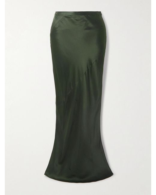 Twp Green My Endless Love Paneled Satin Maxi Skirt
