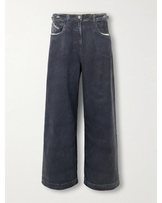 The Attico Blue Boyfriend-Jeans Aus Beschichtetem Denim