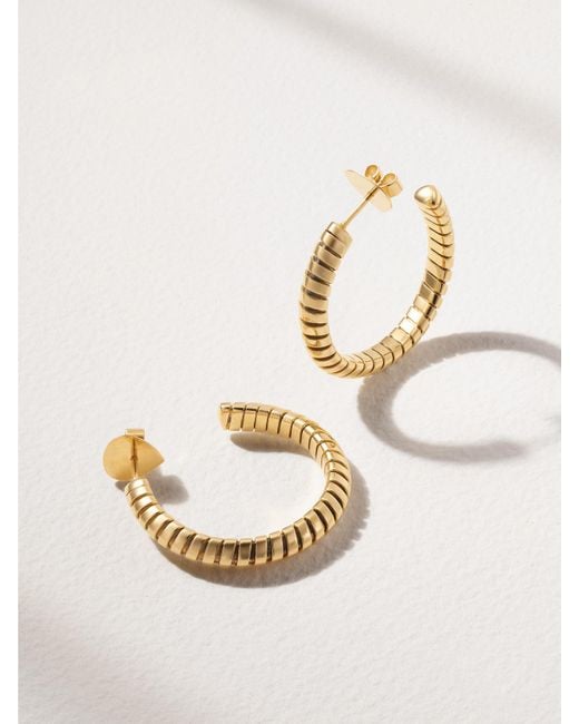 Marina B Natural Trisolina Small 18-Karat Hoop Earrings
