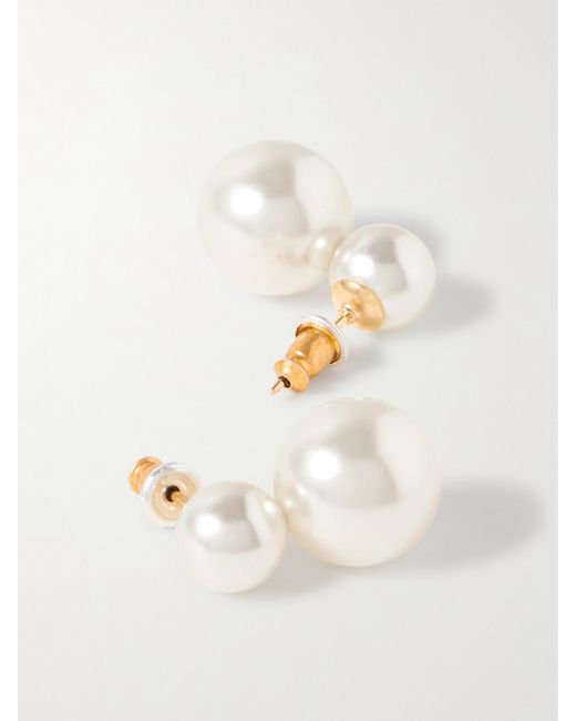 Jennifer Behr White Iris-Tone Pearl-Like Earrings