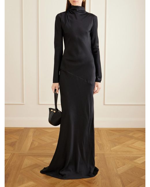 TOVE Black Gio Open-Back Silk-Cloqué Maxi Dress