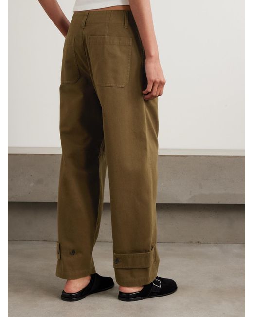 FRAME Green The Twisted Cotton-Twill Tapered Pants