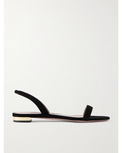 Aquazzura Black So Nude Suede Slingback Sandals